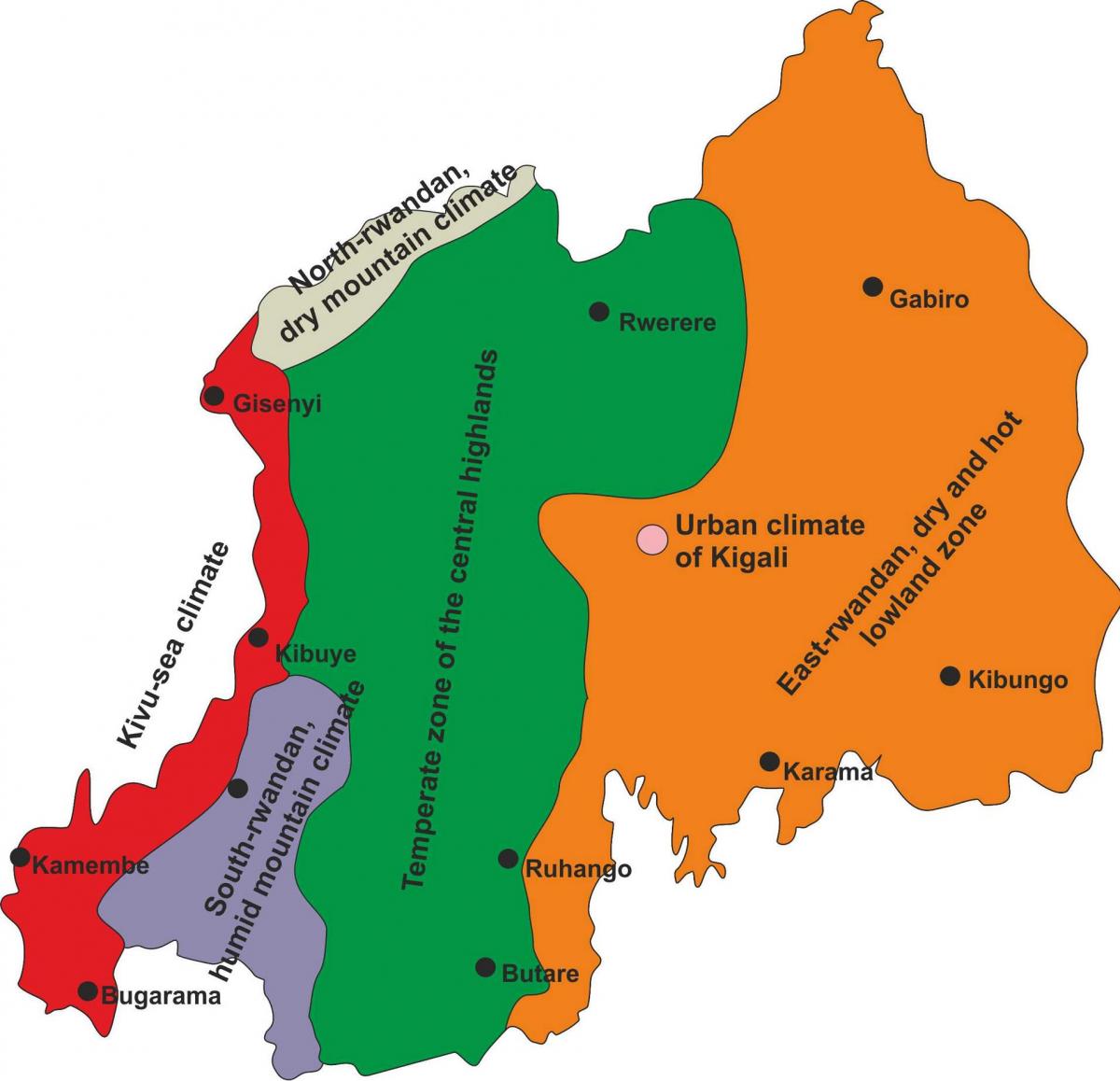 mapa de Rwanda climàtic