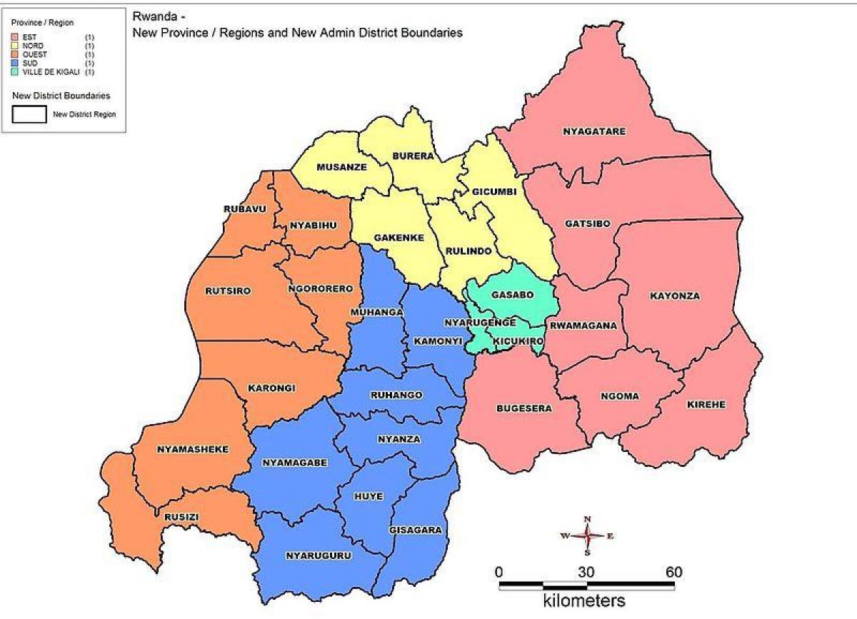 mapa de Rwanda mapa de les províncies